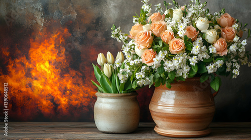 Wallpaper Mural Bouquet of roses and tulips (1) Torontodigital.ca