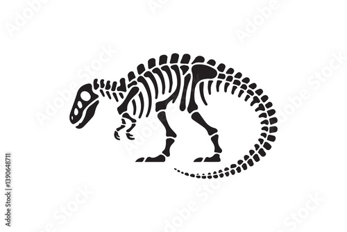 Symbol of simple dinosaur skeletal icon silhouette in a simple, minimalist vector on a white background