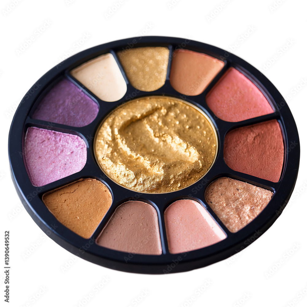 Fototapeta premium An eye-catching eyeshadow palette with various colors and textures against a black background.