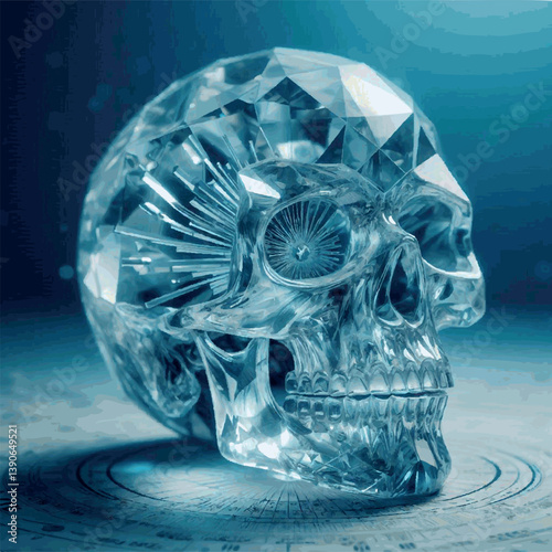 
Crystal Skull of Destiny. Vector color drawing.

