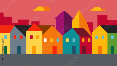 Faded Community Show a vibrant neighborhood scene with bright colors on one side gradually fading to gray on the other side. This represents how collective trauma can strip away