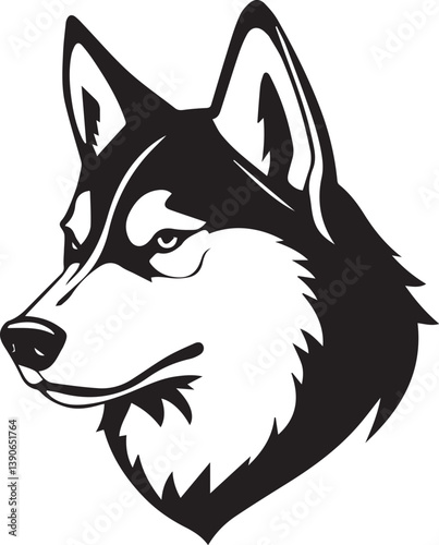 Husky dog. Hand drawn vector illustration