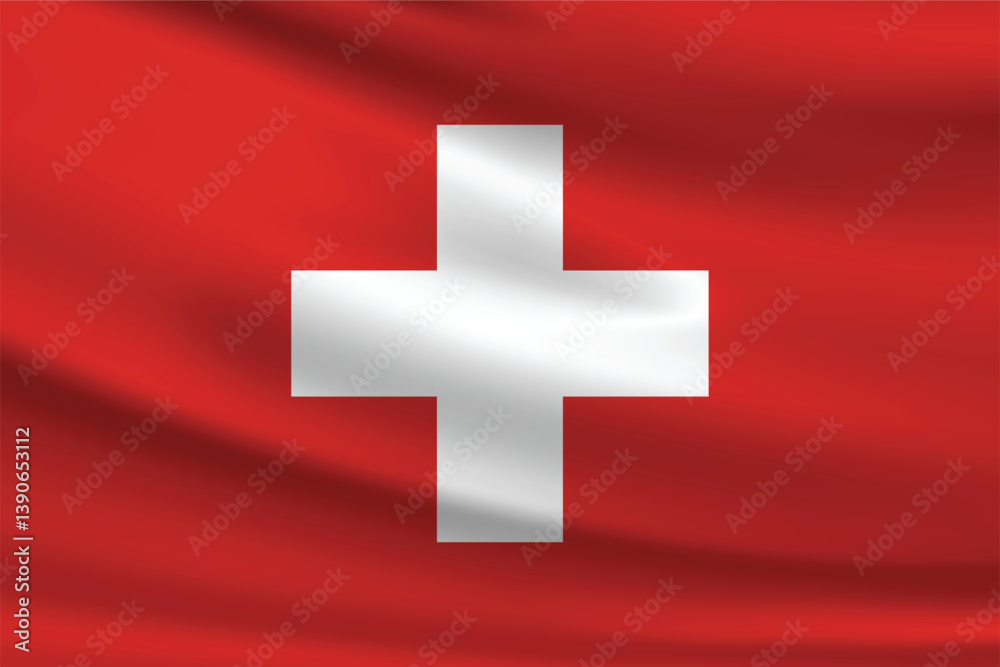 Vector flag of Switzerland. Switzerland waving flag background. Vector flag of Switzerland. Switzerland waving flag background.