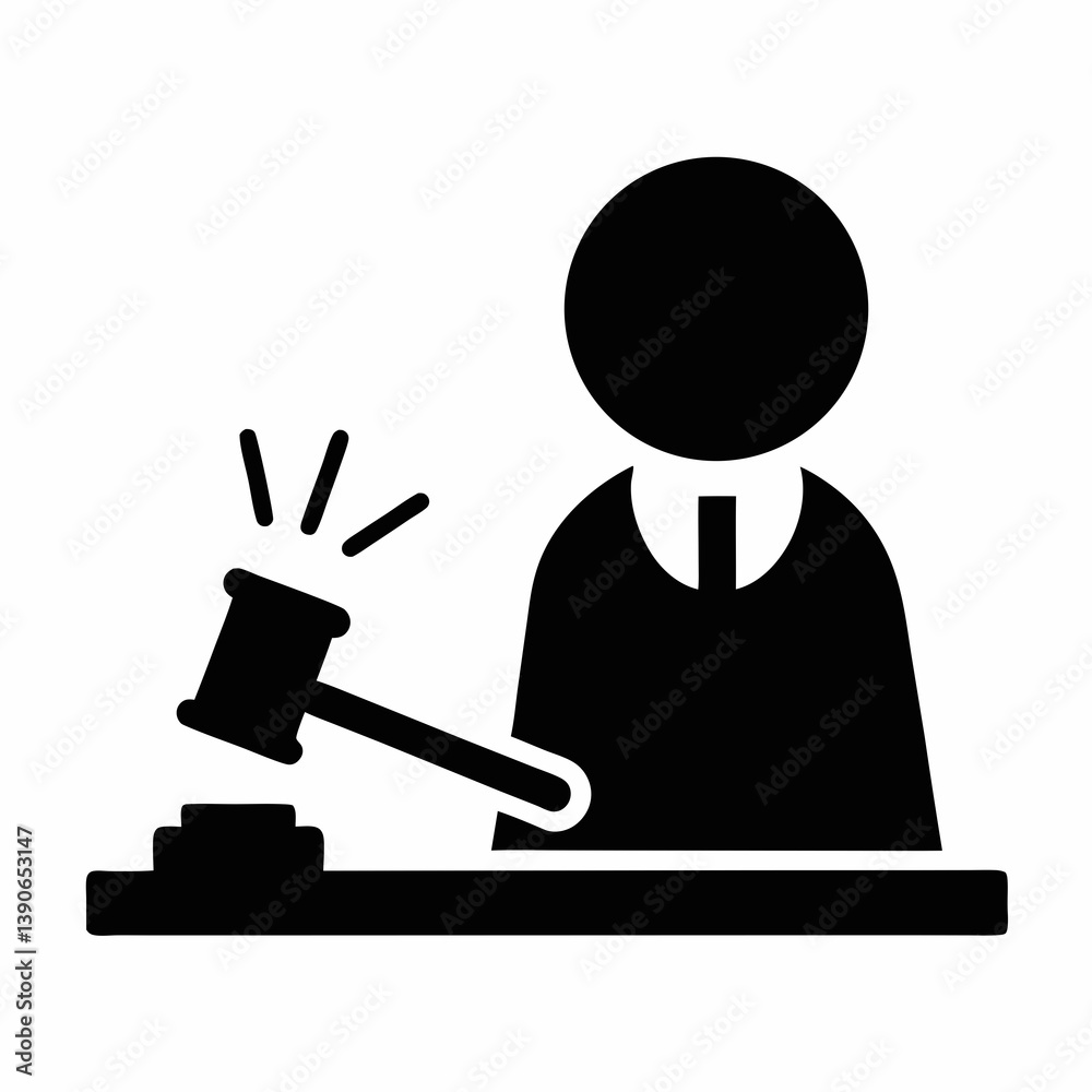 Judge Hitting Gavel Silhouette Icon For Law And Justice Concepts Judge Hitting Gavel Silhouette Icon For Law And Justice Concepts