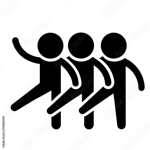 Three People Figures Synchronized Gymnastics Black Silhouette Simple Icon Illustration