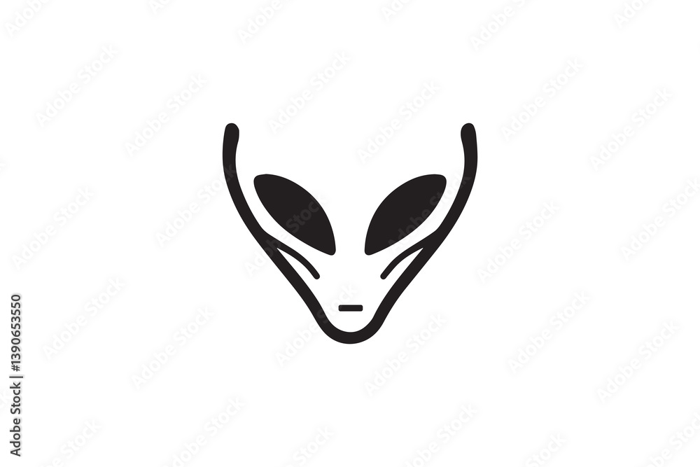 Obraz premium Symbol of simple Alien icon silhouette in a simple, minimalist vector on a white background