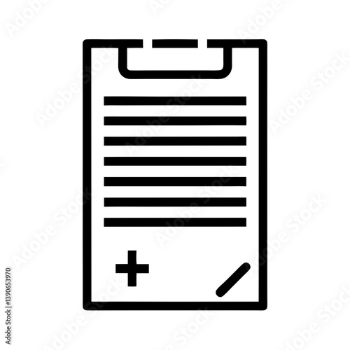 Medical Record Clipboard With Plus Sign And Signature Line Icon