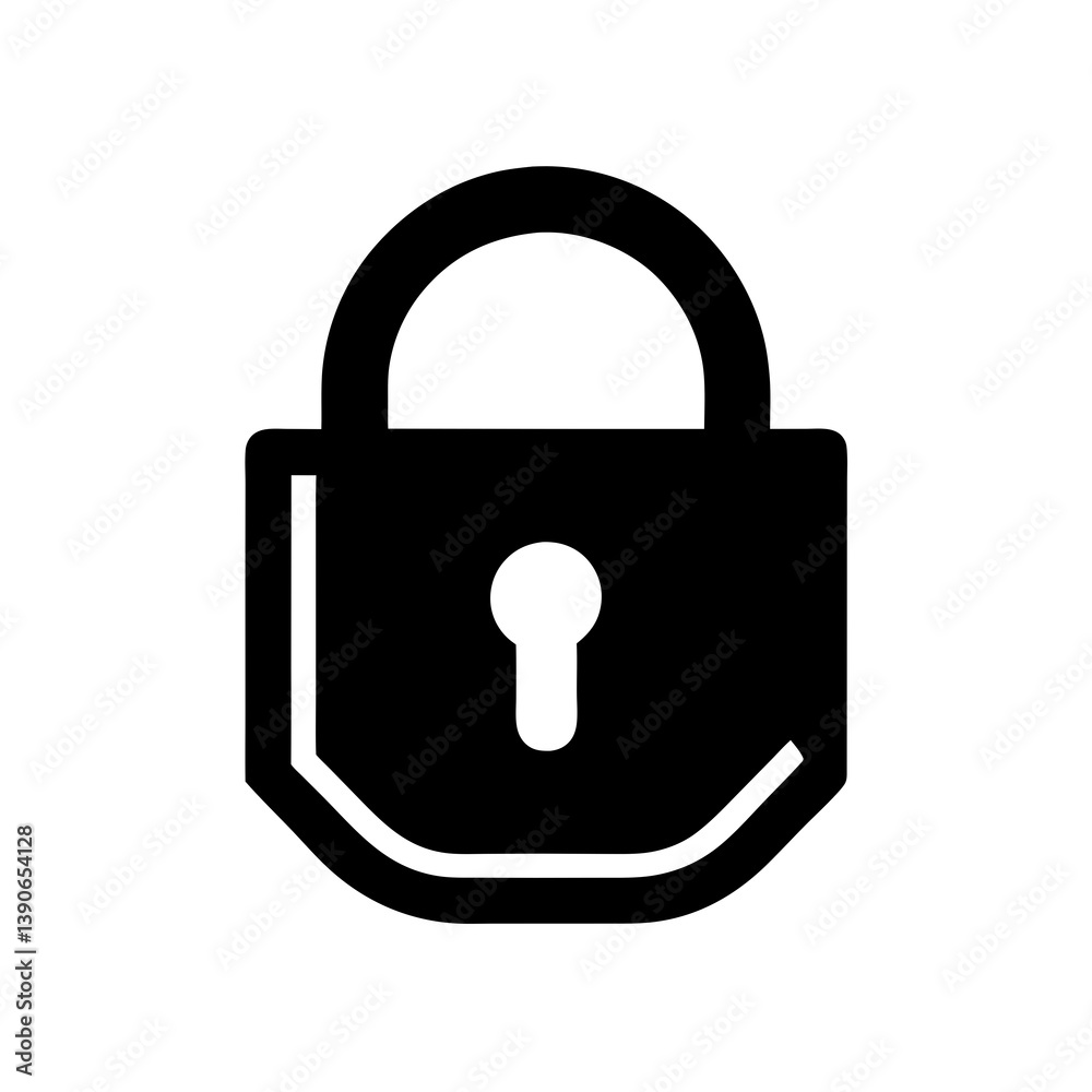 Black Silhouette Of A Padlock Icon Isolated On White Background Illustration