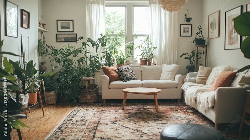 A bright hygge living room rich with minimal Scandinavian accents