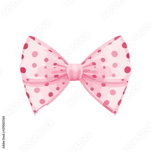 Bright pink bow with white stars perfect for decorating gifts or hair accessories during festive occasions