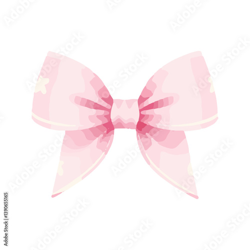 Bright pink bow with white stars perfect for decorating gifts or hair accessories during festive occasions