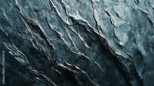 Glacier surface details viewed from above with crevasses and seracs, drone aerial view of Vatnajökull