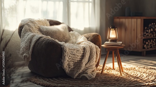 Obraz na płótnie A cozy corner in a light-filled living room w salonie