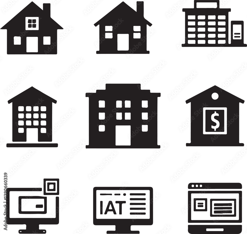 Fototapeta premium castle house icon set silhouette victor design isolated on the white background.