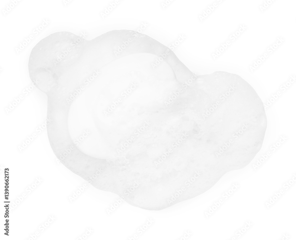 Soap with foam on white background, top view