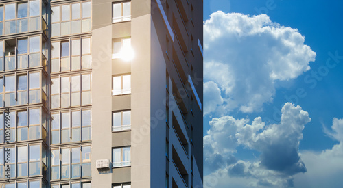 Photography Cityscape on a sunny day, modern buildings and houses