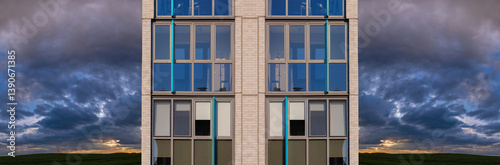 Photography Cityscape on a sunny day, modern buildings and houses