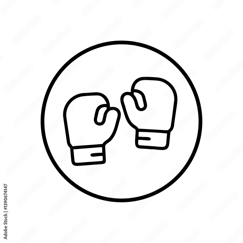 Kickboxing gloves outline icon on transparent background Kickboxing gloves outline icon on transparent background