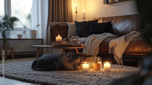 Obraz na płótnie A minimalist and cozy living room featuring clean lines w salonie