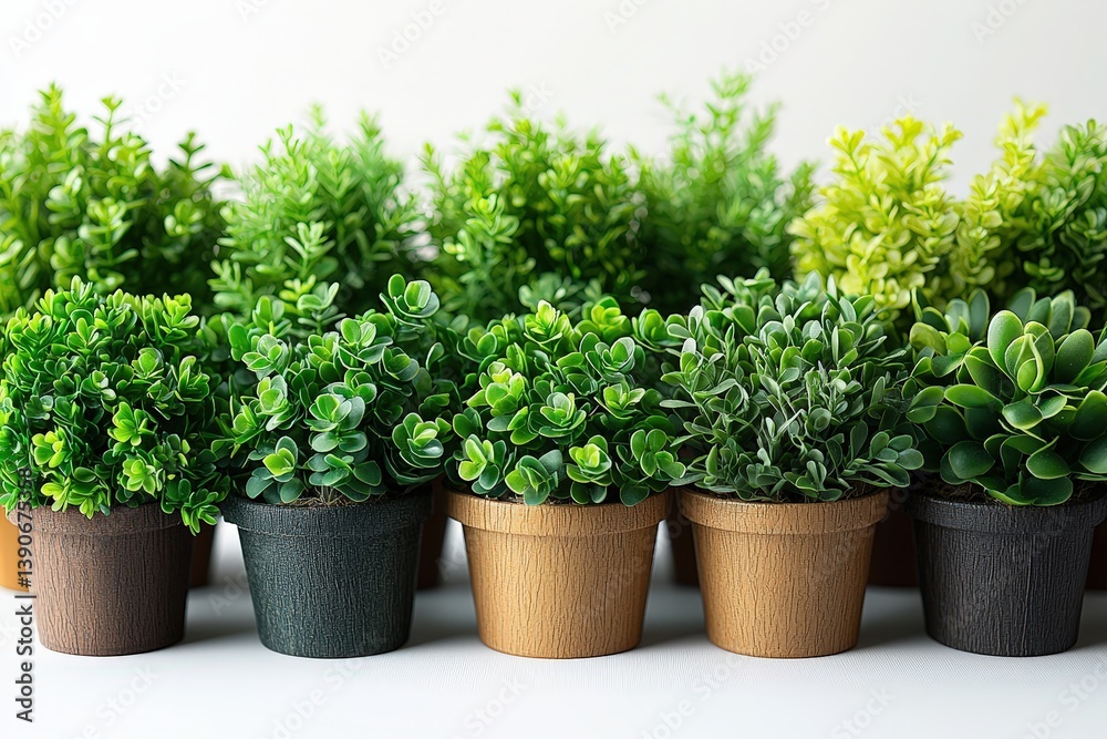 Fototapeta premium Lush greenery in decorative pots: indoor plant collection for modern home interiors
