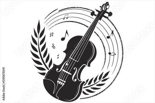 A vaioline silhouette black color logo style.