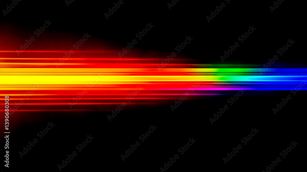 Horizontal rainbow lines creating spectrum on black background Horizontal rainbow lines creating spectrum on black background
