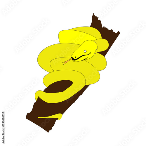 yellow python snake vector icon - flat animal logo design