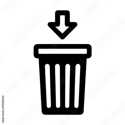 Trash can icon with download arrow symbolizing remove or delete action in mobile interface