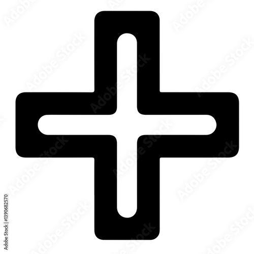 Plus symbol icon representing add or expand action in minimalist interface design