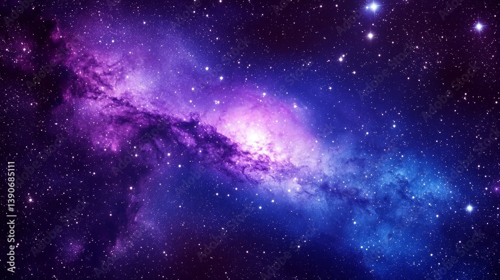 Naklejka premium Stunning Blue and Purple Galaxy Background Crafted with Generative AI