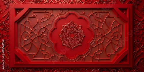 Arabic Cultural Pattern on Red Wallpaper

