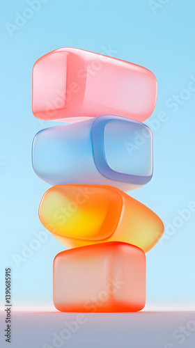 Stacked Pastel Blocks Abstract Geometric Design