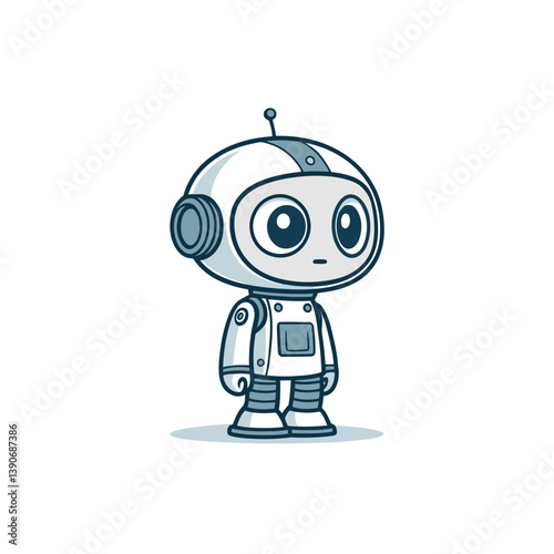 Cute Cartoon Robot Illustration Expressive Character Art