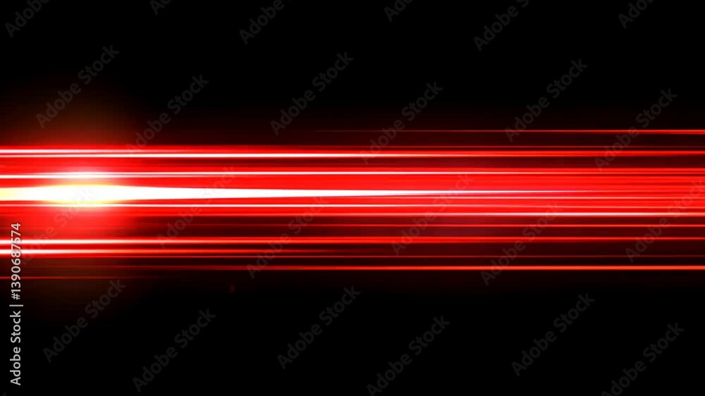 Abstract red light streaks moving across a black background, suitable for visual effects