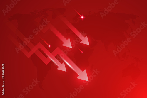 Global stock market crash with red falling arrows
