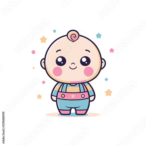 Adorable Cartoon Baby with Stars