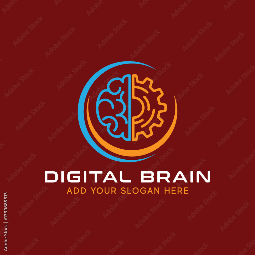Obraz premium digital brain logo design vector format