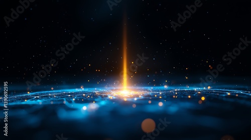 A mesmerizing cosmic image showcasing a vibrant burst of light in a dark, starry environment. This captivating visual represents the beauty and mystery of the universe.