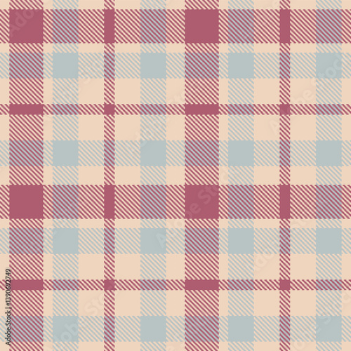 Plaid pattern seamless. Fire light peach & Cool dusky rose Tartan Fabric Design. 
