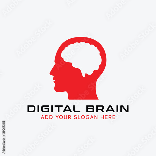 digital brain logo design vector format