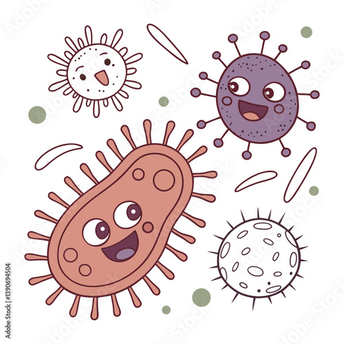 Virus, Bacteria & Microorganisms color vector 