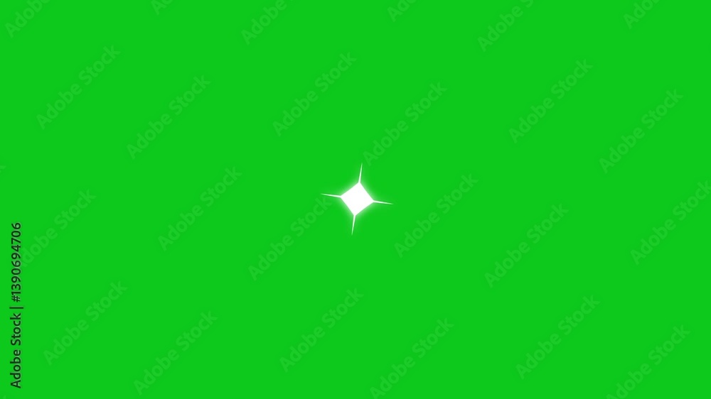 Animation of twinkling stars on green background. 4k stars blinking glitter on green screen background. Retro twinkling stars animation
