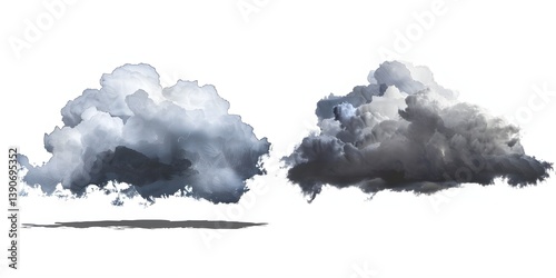 Fluffy White Clouds on Clean Background

