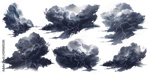 Fluffy White Clouds on Clean Background

