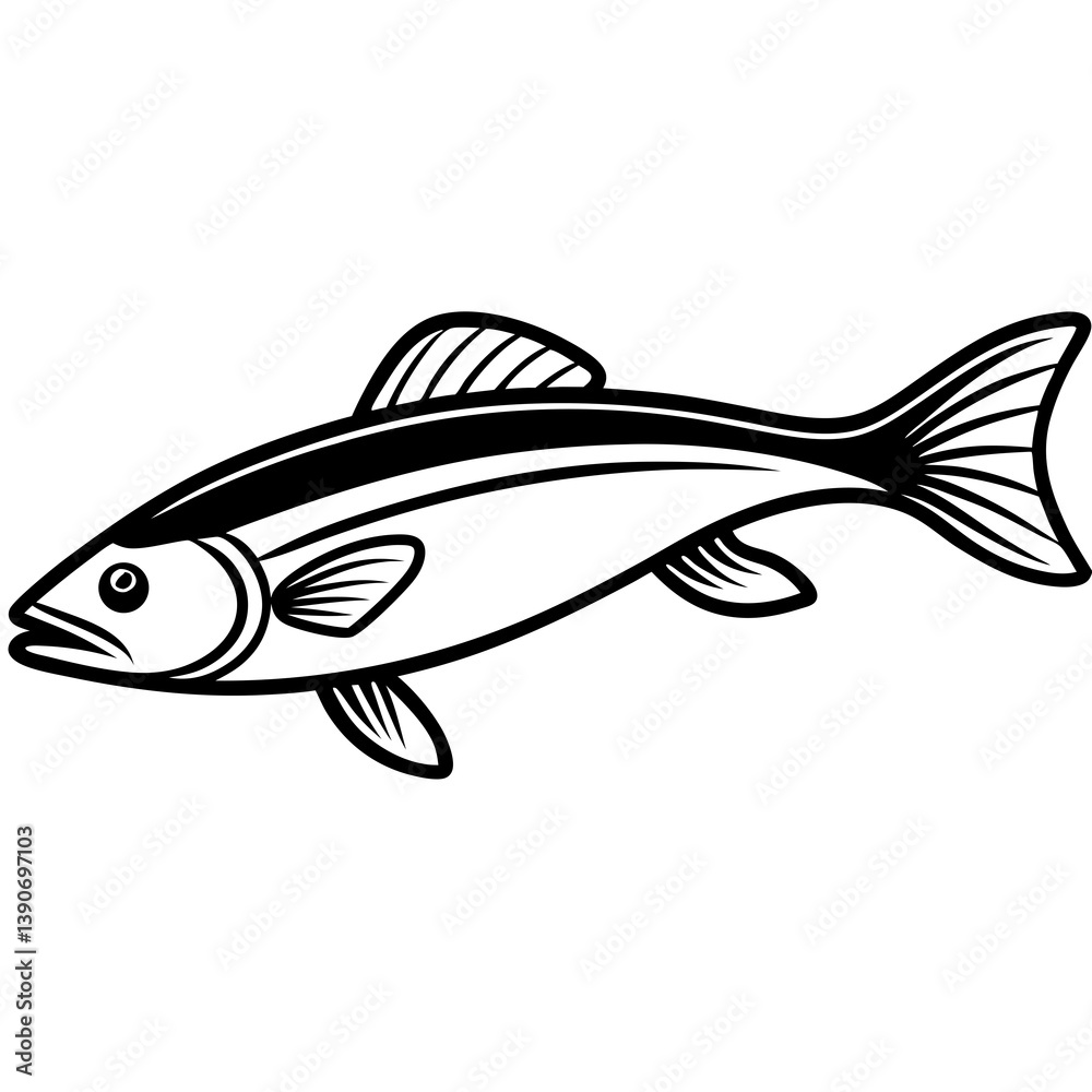 Minimal Bowfin Vector Illustration on White Background Minimal Bowfin Vector Illustration on White Background
