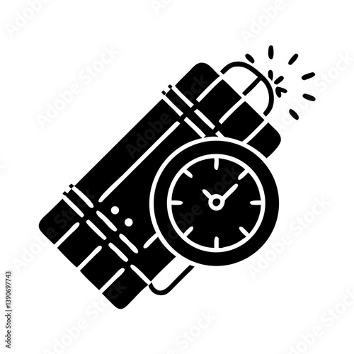 time bomb glyph icon isolated on transparent background 
