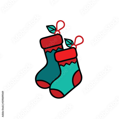 Two Festive Christmas Stockings Holiday Celebration Decoration Seasonal Ornament Joyful