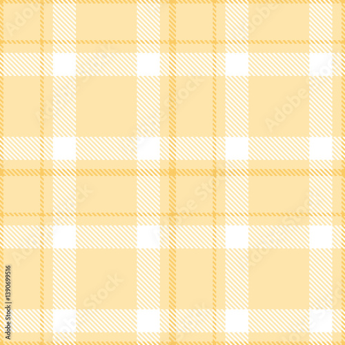 Deep pale peach Seamless Tartan with Autumn light mustard accents Fabric Design