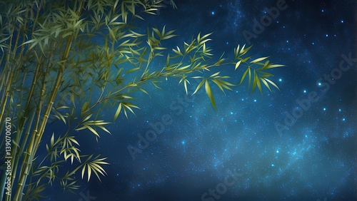 An ethereal night sky filled with sparkling stars and vibrant blue hues