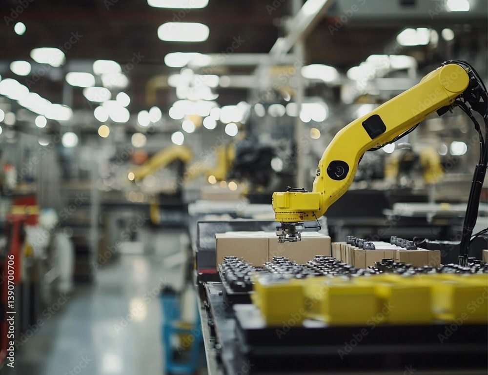 Fototapeta premium High-Tech Manufacturing Facility with Robotics in Action